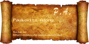 Paukovits Adony névjegykártya